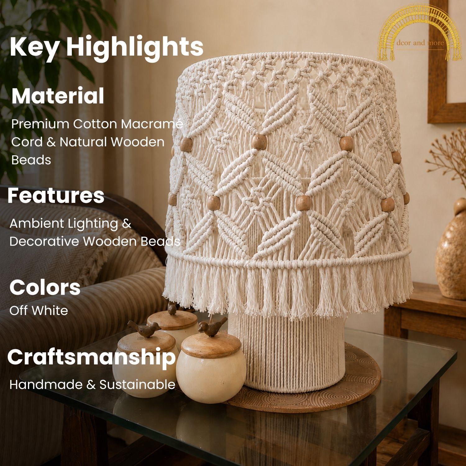 macramé lamp with wooden beads macramé lamp with wooden beads