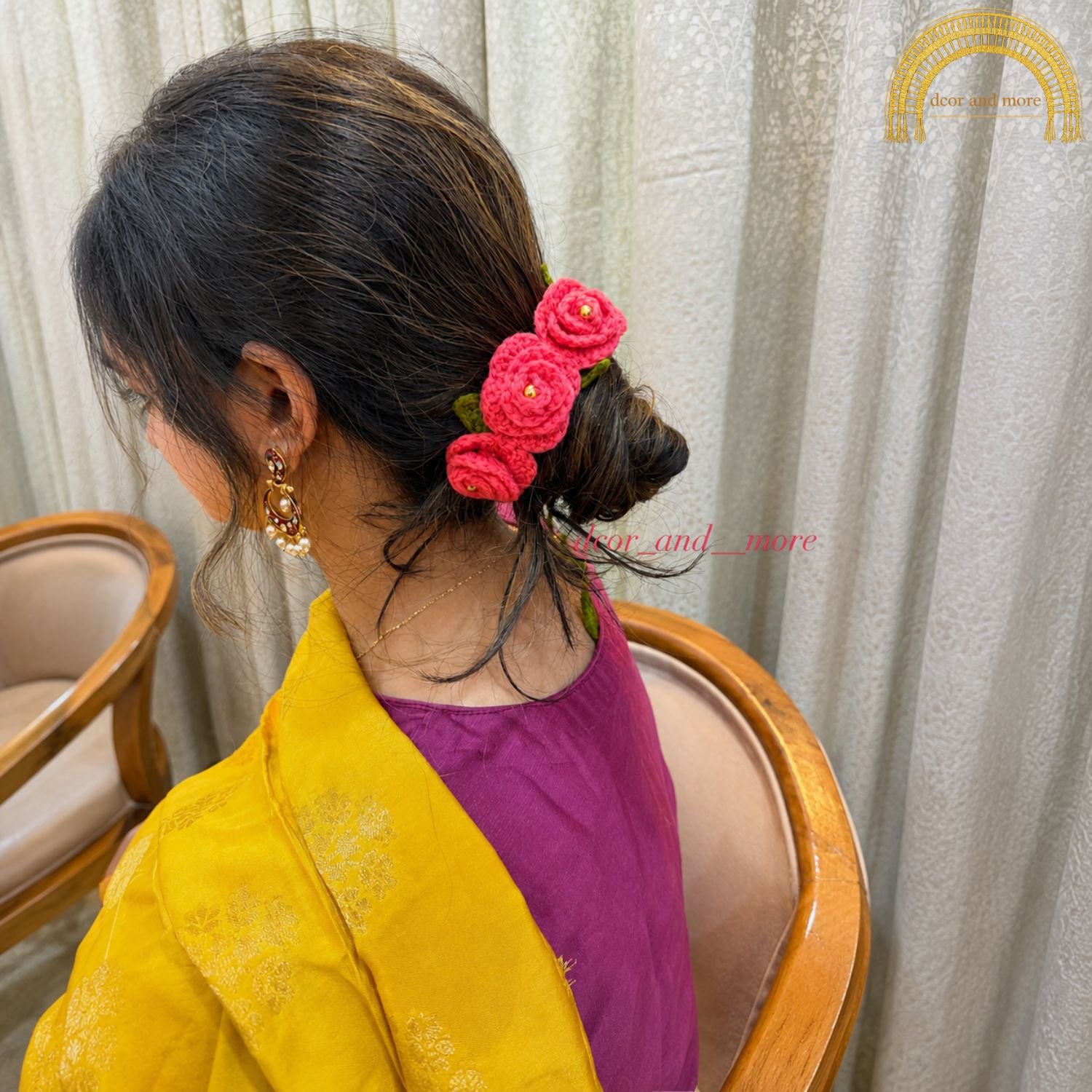 crochet rose gajra (4) crochet rose gajra (4)