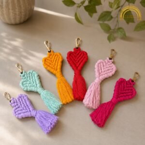 heart macramé tassel keychain
