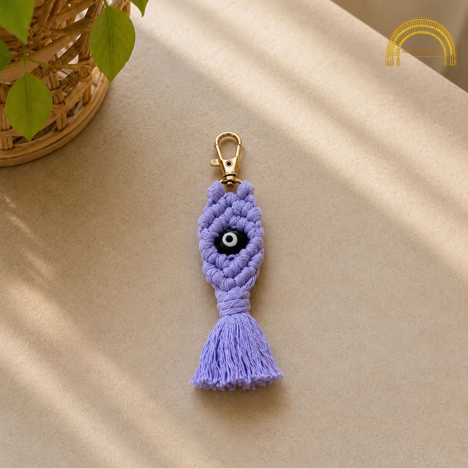 evil eye macramé tassel keychain evil eye macramé tassel keychain