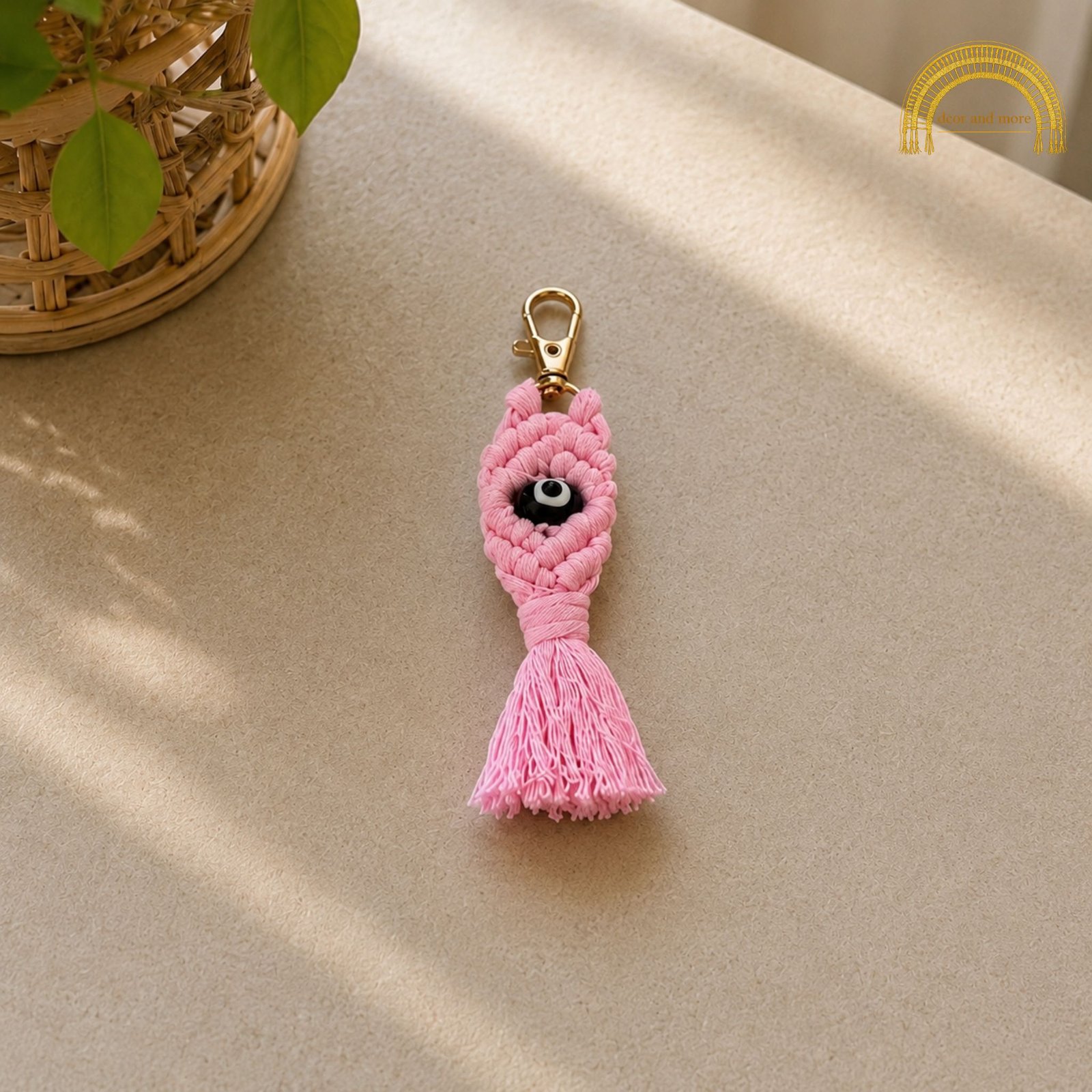 evil eye macramé tassel keychain evil eye macramé tassel keychain