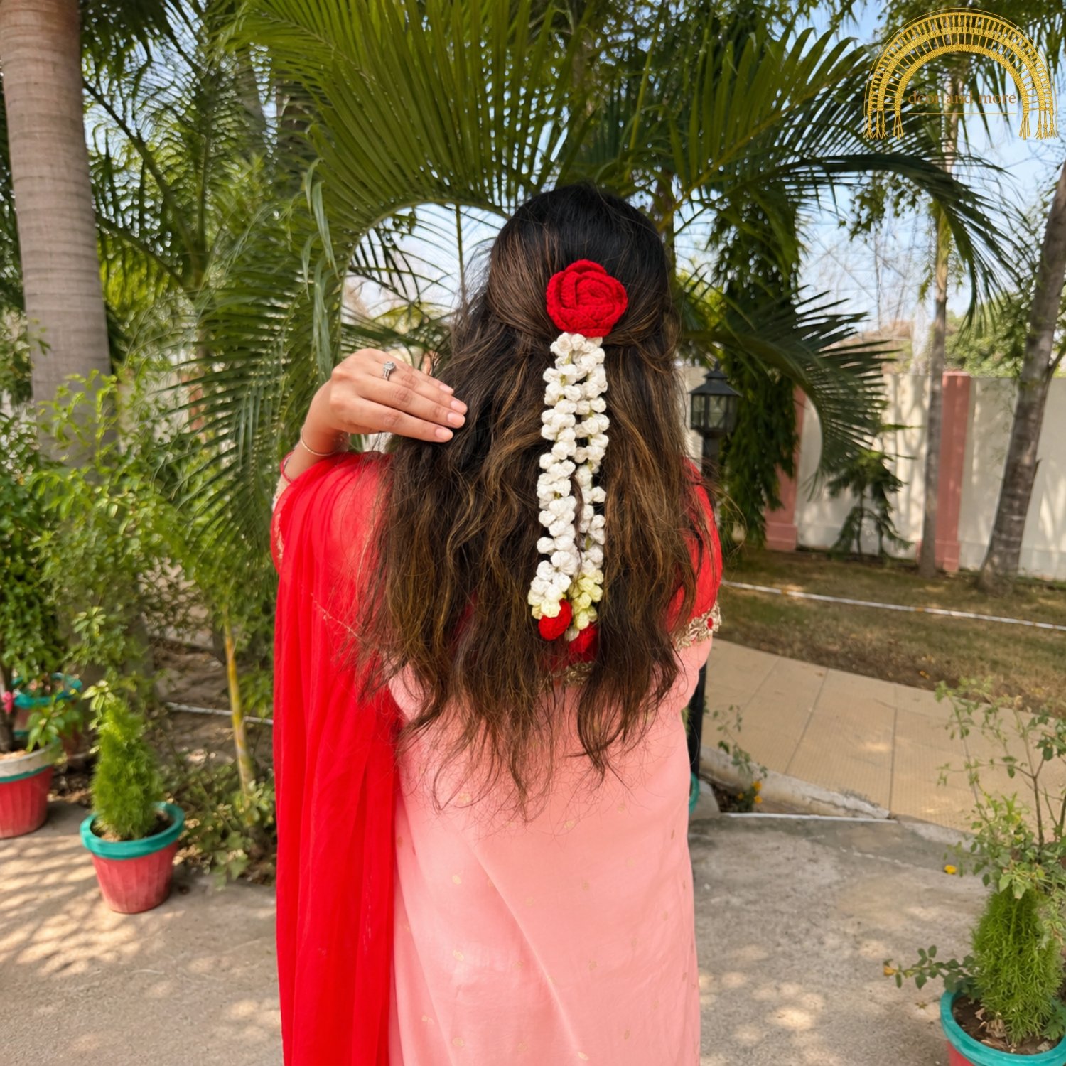 rose with mogra crochet gajra rose with mogra crochet gajra