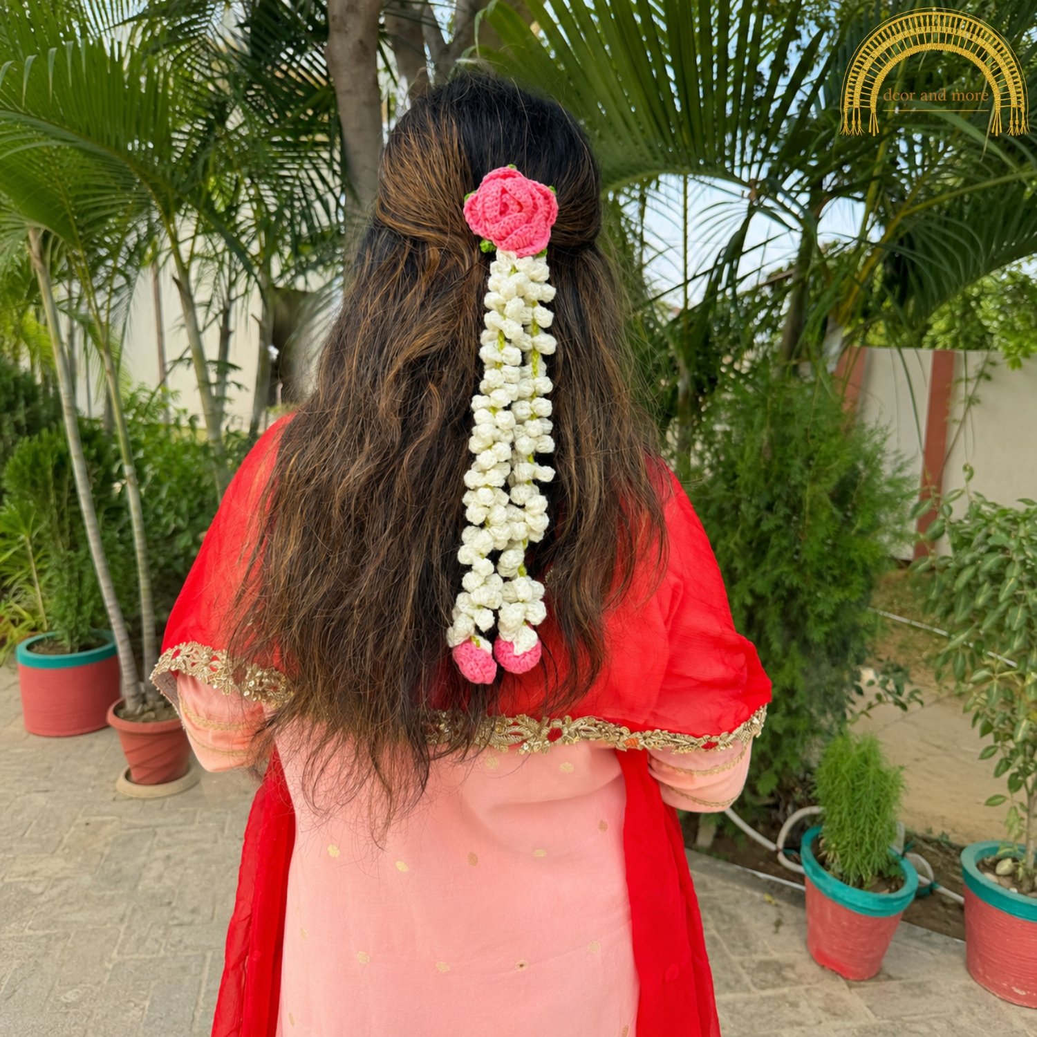 rose with mogra crochet gajra rose with mogra crochet gajra