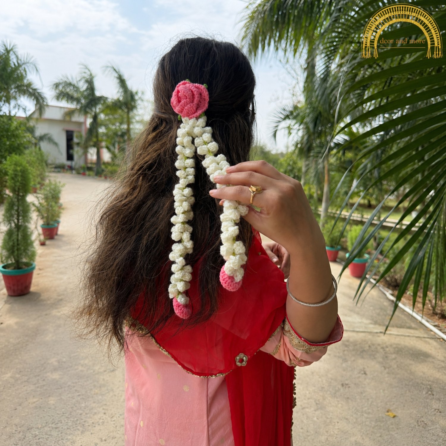 rose with mogra crochet gajra rose with mogra crochet gajra