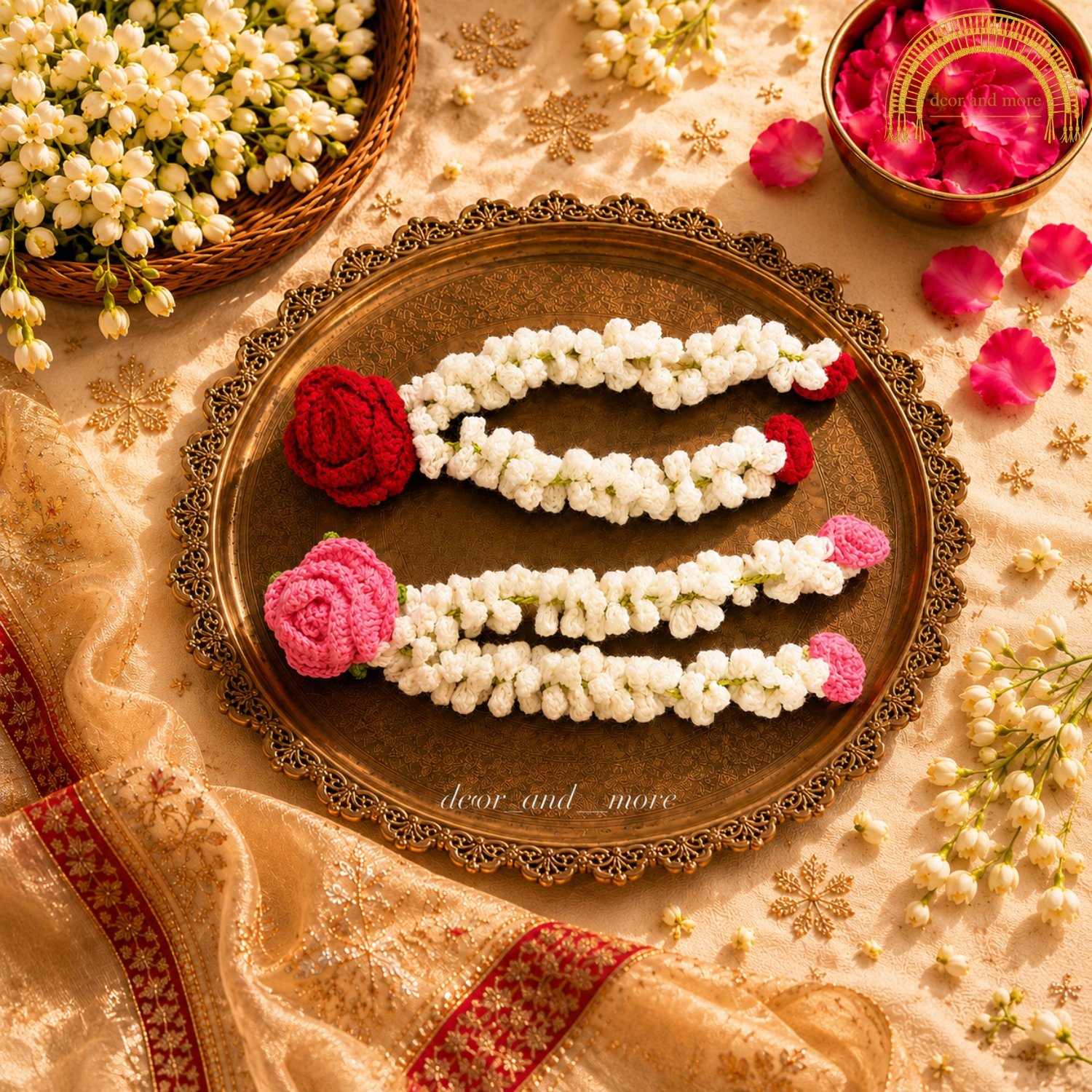 rose with mogra crochet gajra rose with mogra crochet gajra