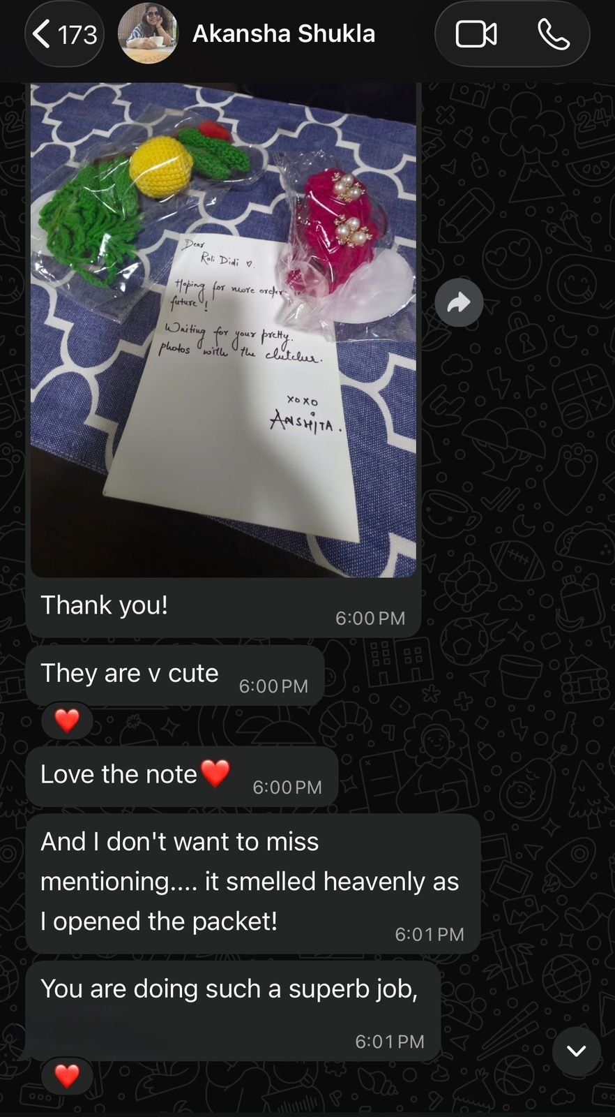 Customer appreciation for thoughtful packaging and note