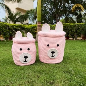 bunny bear basket pink