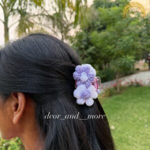crochet claw clips double flower