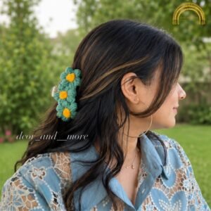 crochet claw clips triple flower