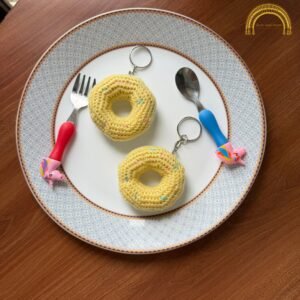 crochet donut keychains yellow donut – vanilla sprinkle