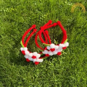 crochet flower hair bands cherry red