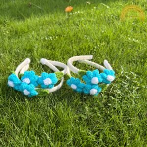 crochet flower hair bands sky blue