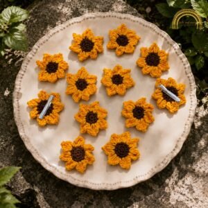 crochet sunflower hairclip