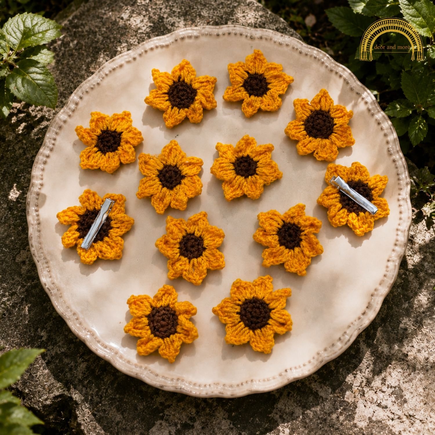 crochet sunflower hairclip crochet sunflower hairclip