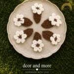 Crochet White & Brown Tick Tac Hair Clip