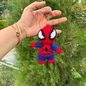 spider hero crochet keychain