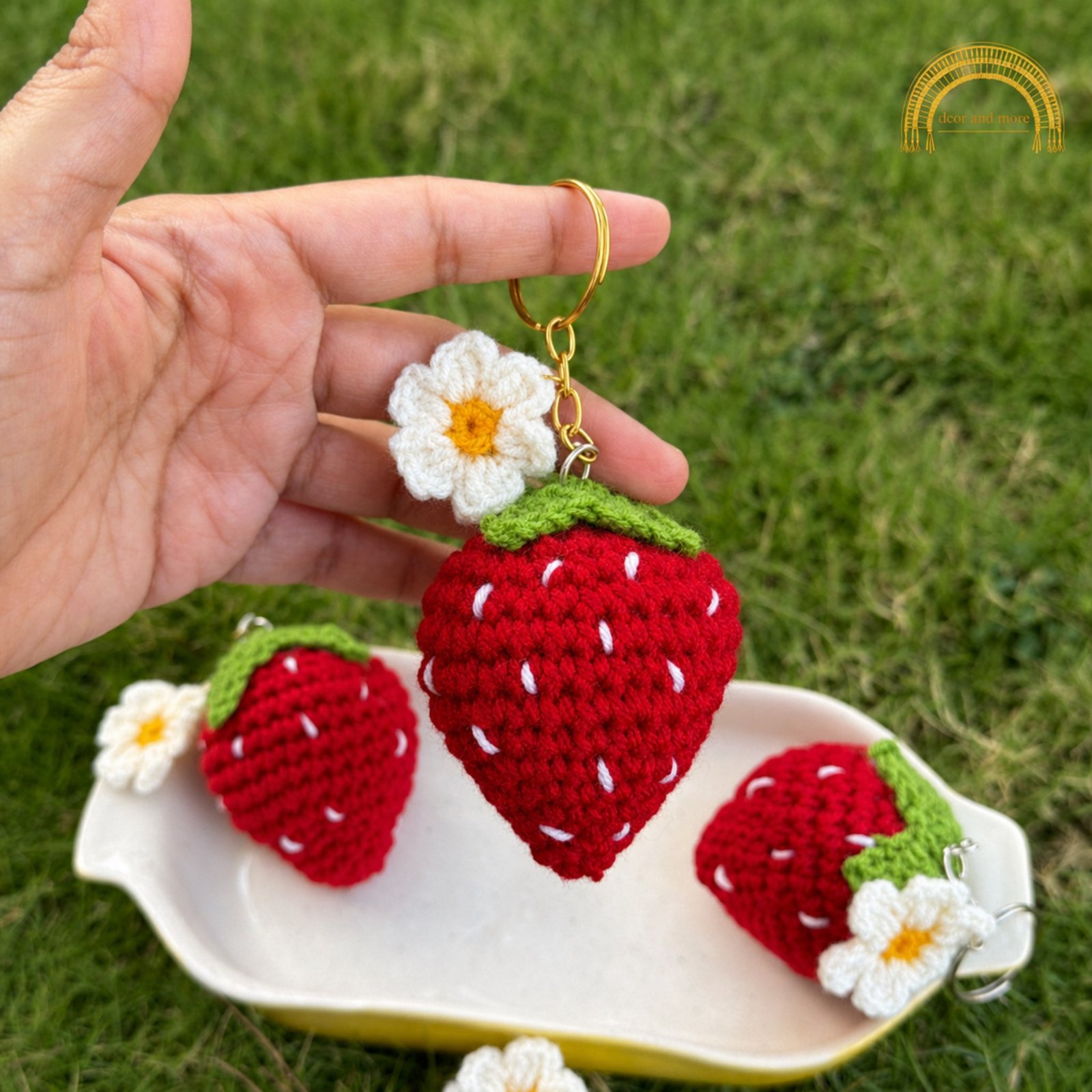 crochet strawberry keychain crochet strawberry keychain