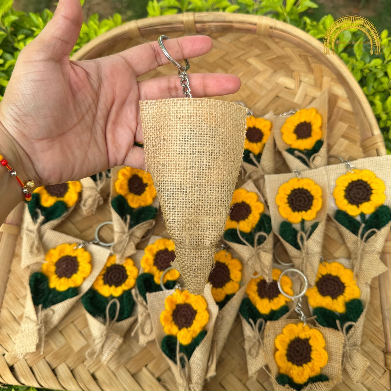 sunflower jute wrapped bouquet keychain sunflower jute wrapped bouquet keychain
