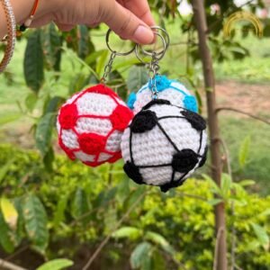 crochet football keychain