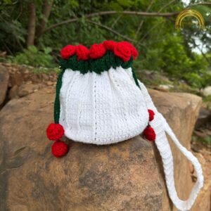 rose potli white with red roses