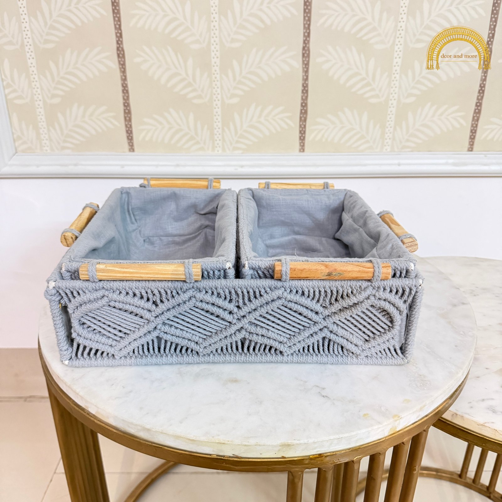 set of 3 macramé organiser - gray (2) set of 3 macrame organiser gray 2