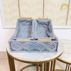 set of 3 macrame organiser gray