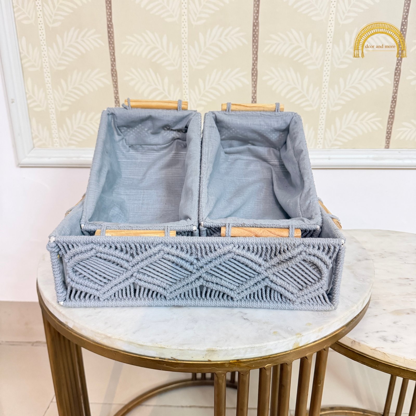 set of 3 macramé organiser - gray set of 3 macrame organiser gray