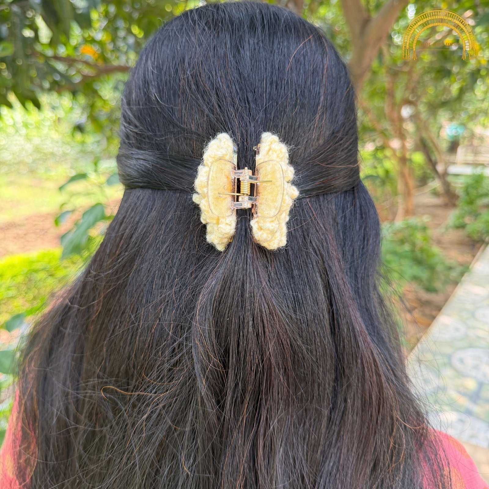 Crochet Sunflower Claw Clip - Cream and Yellow (2) cream and yellow 2