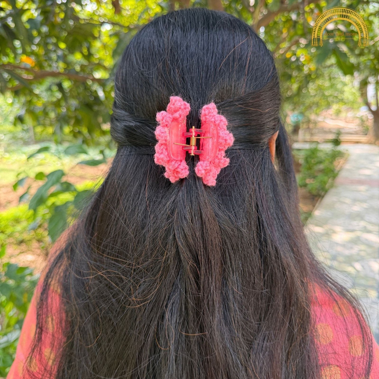 Crochet Sunflower Claw Clip - Light Pink Combo (2) light pink combo 2