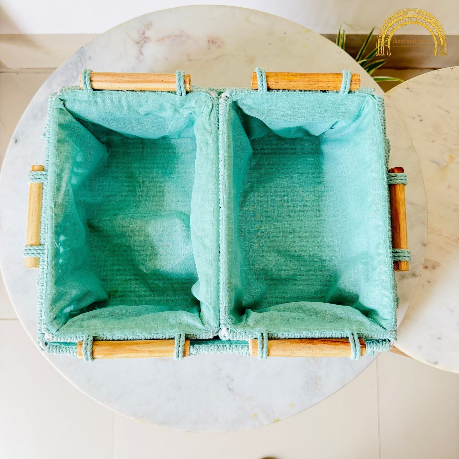 Set of 3 Macrame Organiser - Cyan (3) macrame organiser cyan 3