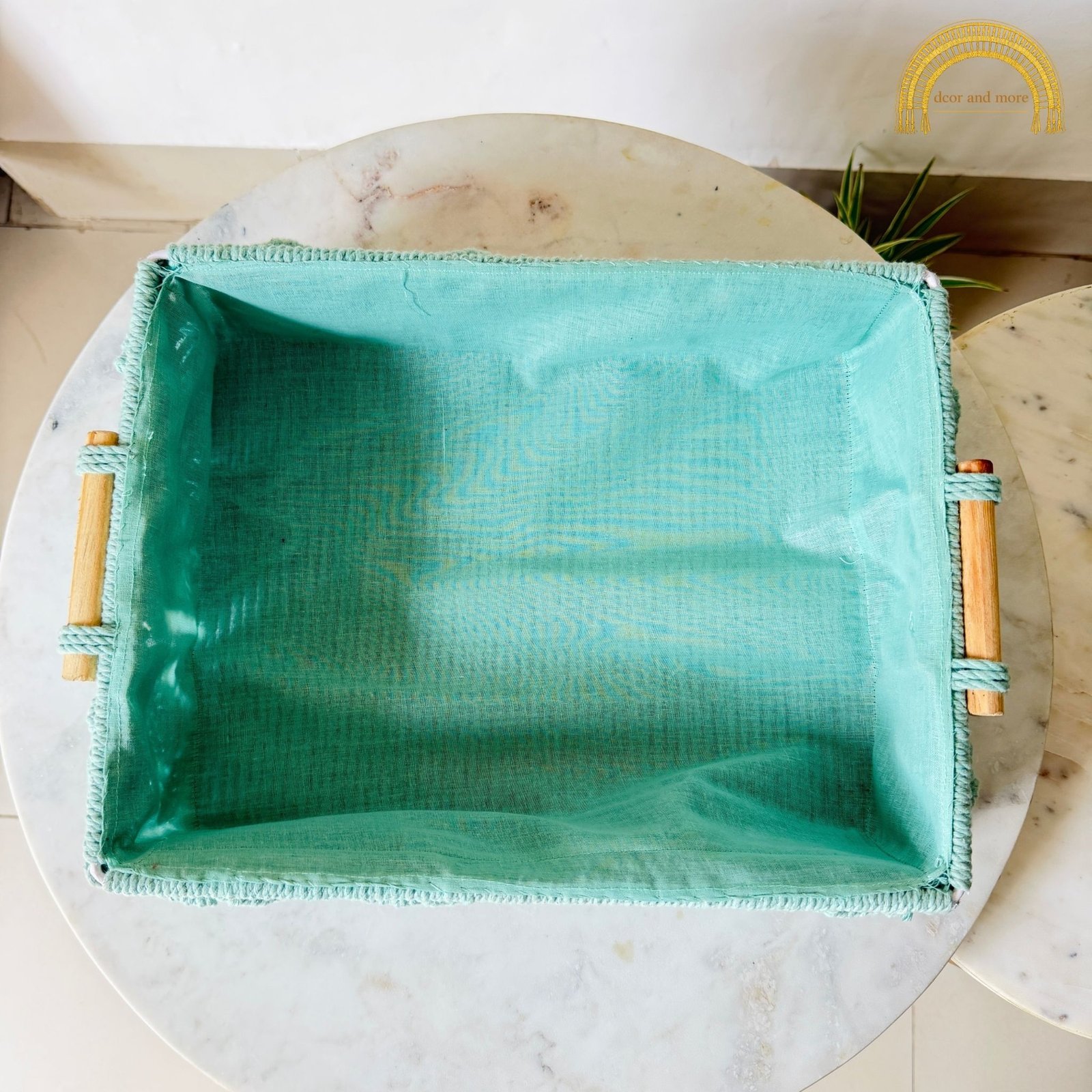 Set of 3 Macrame Organiser - Cyan (4) macrame organiser cyan 4